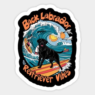 Wave Rider Black Labrador Retriever Pup Sticker